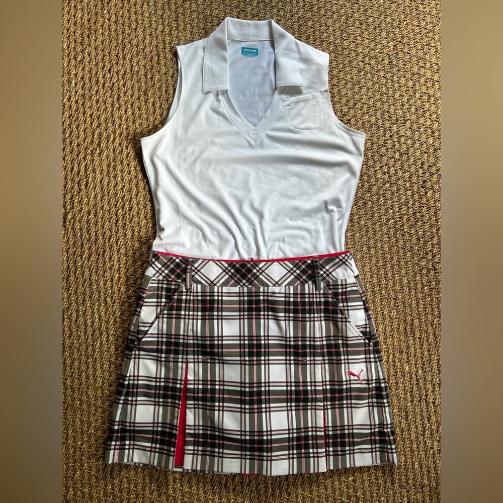 Puma Hot Pink and Black Plaid Skort